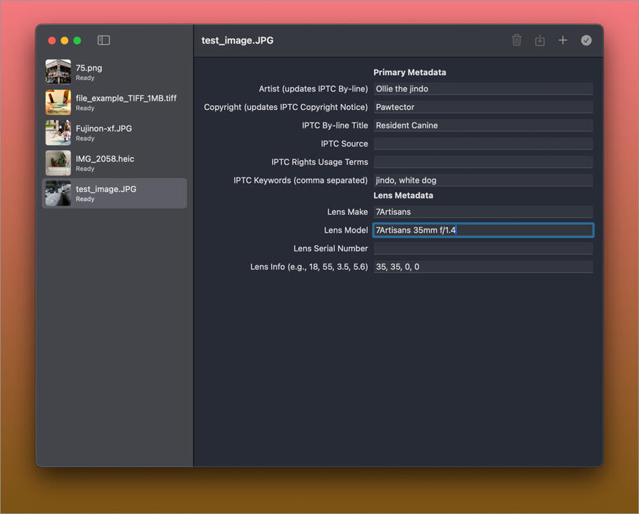 Tag once and apply to all your photoshoot session image files